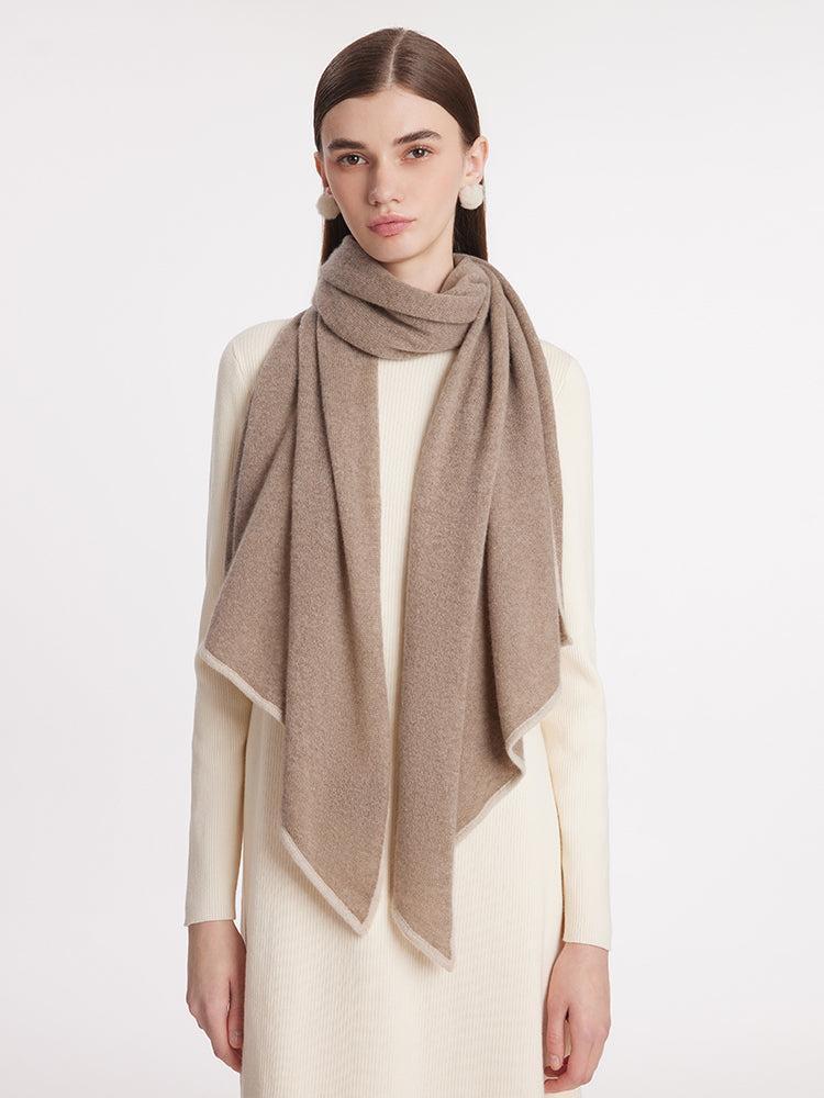 Contrast Trim Asymmectrical Cashmere Scarf Product Image