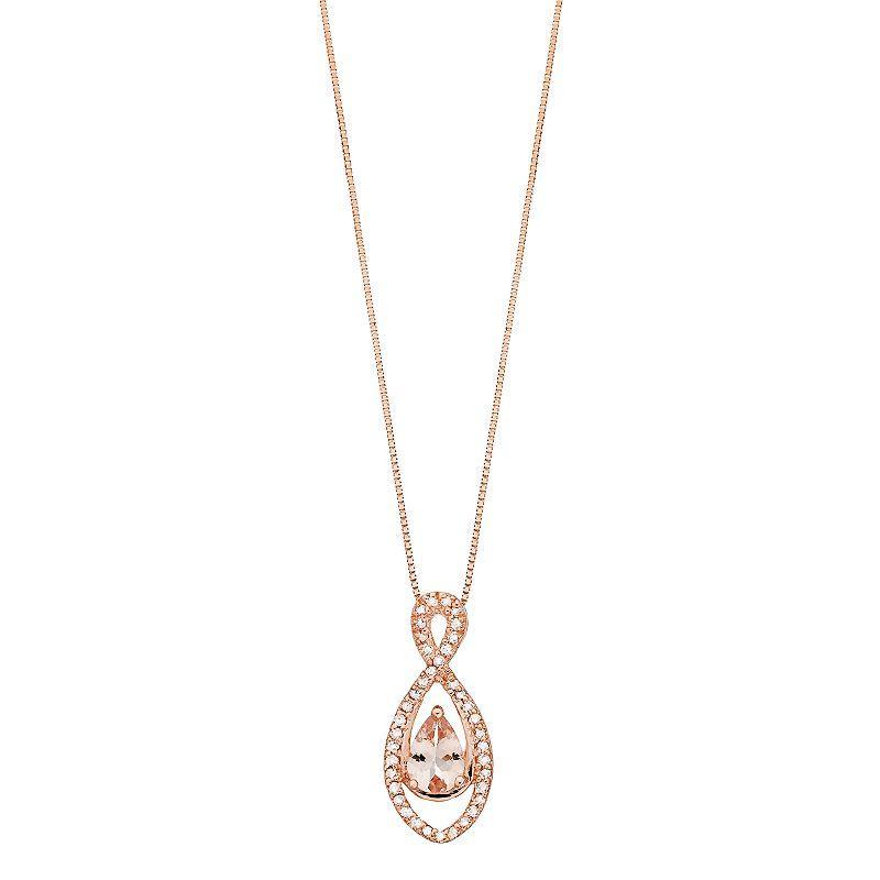 Gemminded 10k Rose Gold Morganite & 1/8 Carat T.W. Diamond Infinity Pendant Necklace, Women's, Size: 18", 10k Pink Product Image