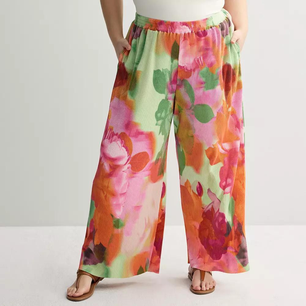 Plus Size INTEMPO™ Plisse Pants, Women's, Size: 3XL, Pink Garden Product Image