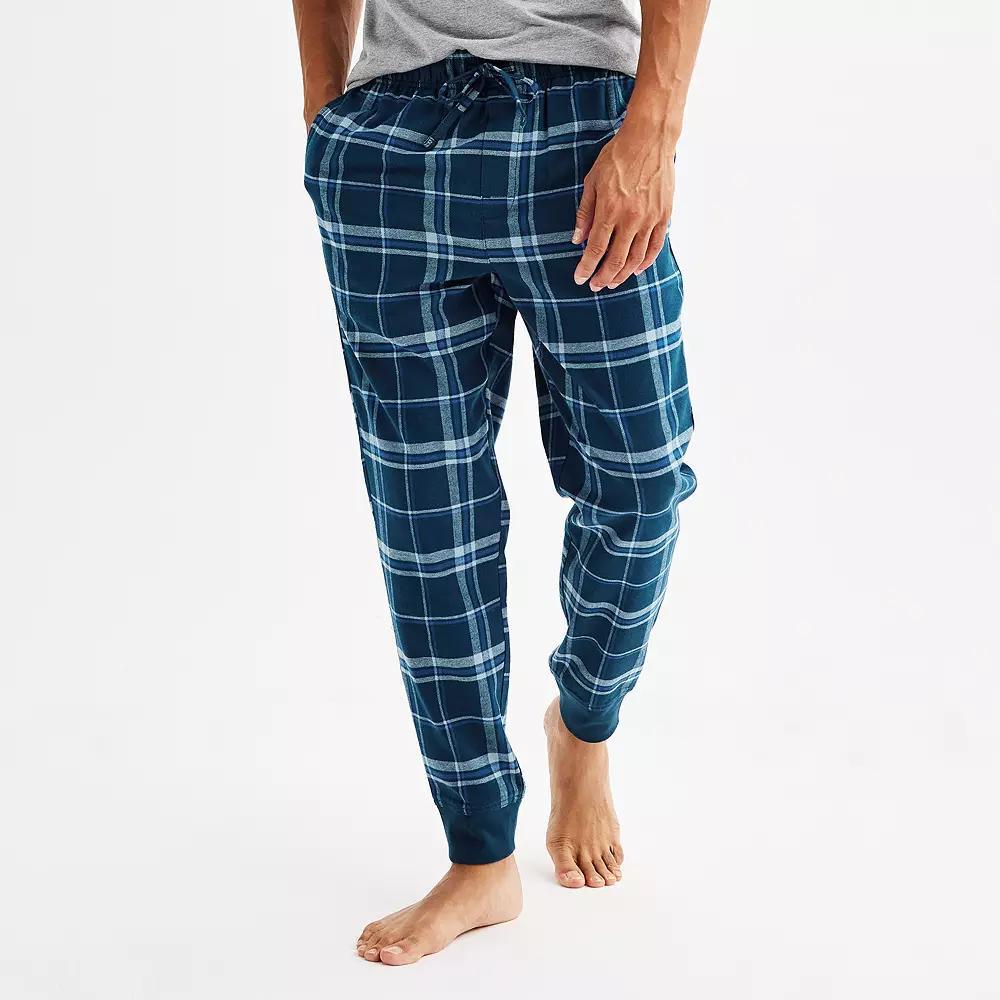 Men's Sonoma Goods For Life® Banded Bottom Flannel Pajama Pants, Size: Large, Black Biege Plaid Product Image