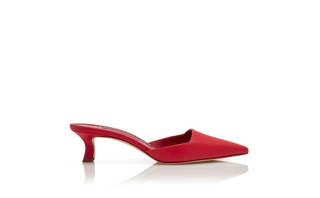 MOIRAMU Red Nappa Leather Pointed Toe Mules Product Image