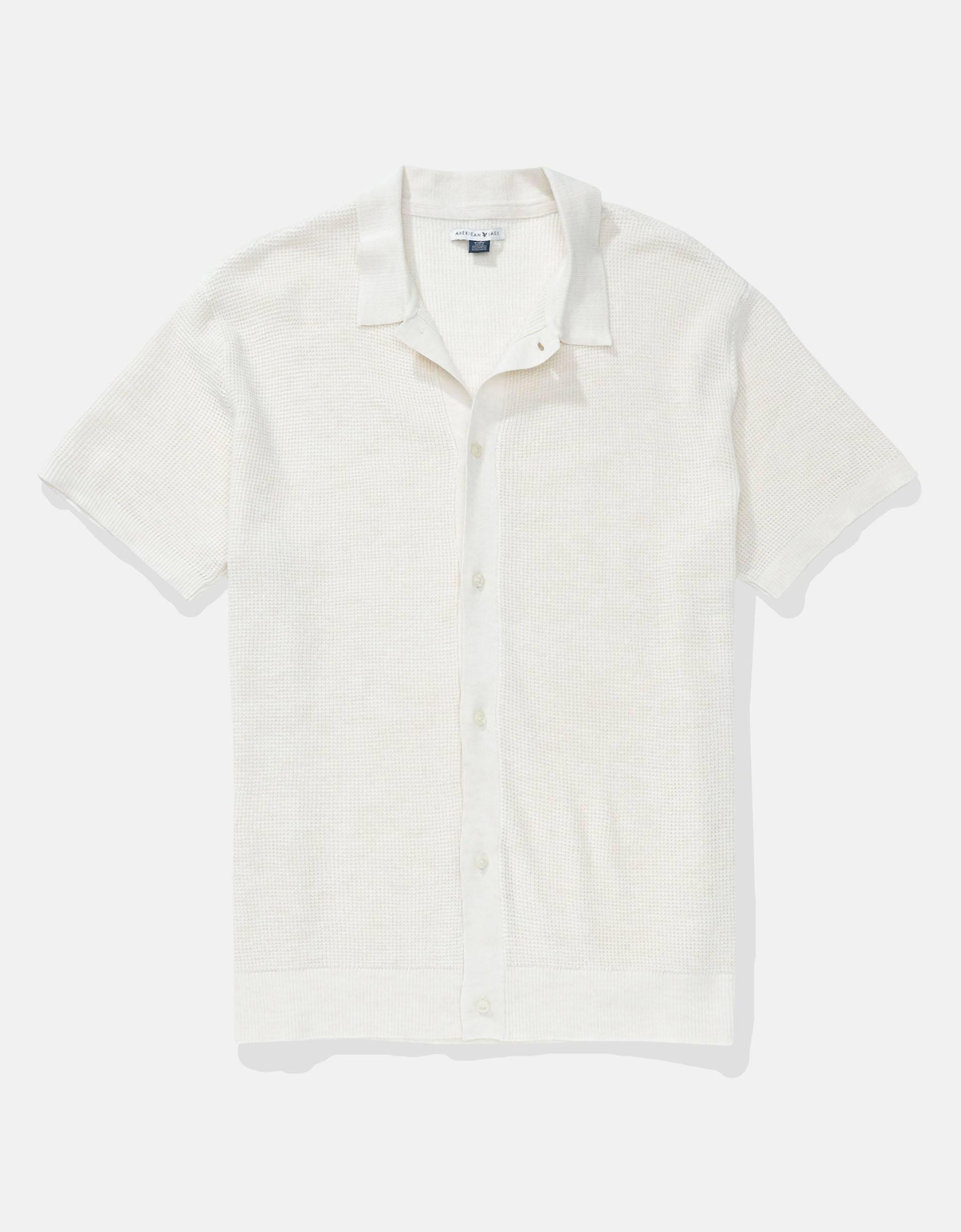 AE Waffle Button-Up Polo Shirt Product Image