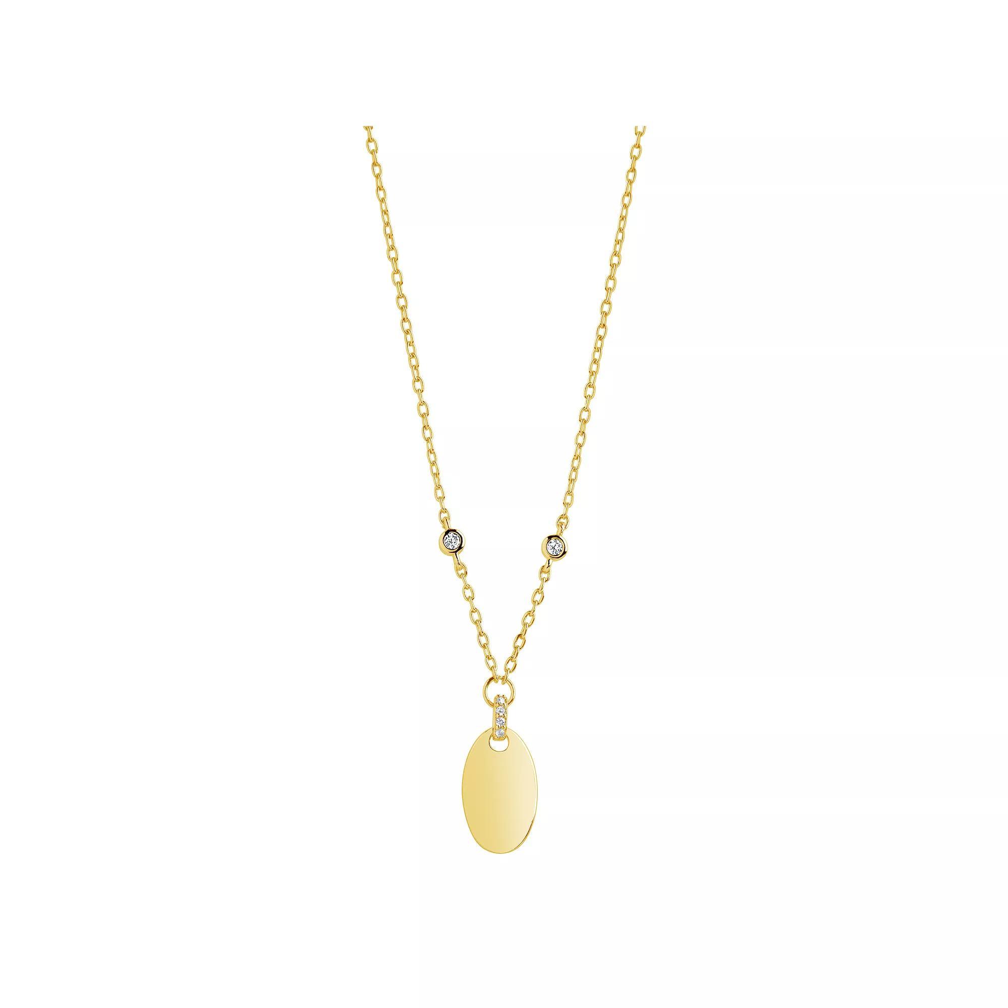 MC Collective Cubic Zirconia Leota Polished Medallion Necklace, Women's, Size: 16", Gold Tone Product Image