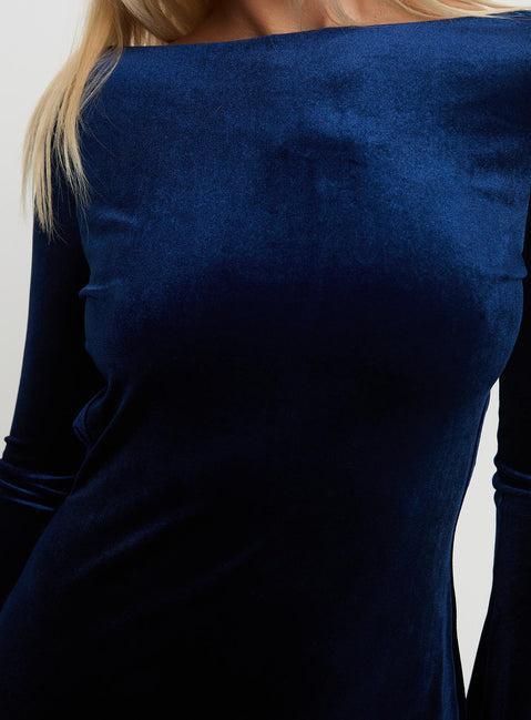 Syrene Velvet Mini Dress Navy Product Image