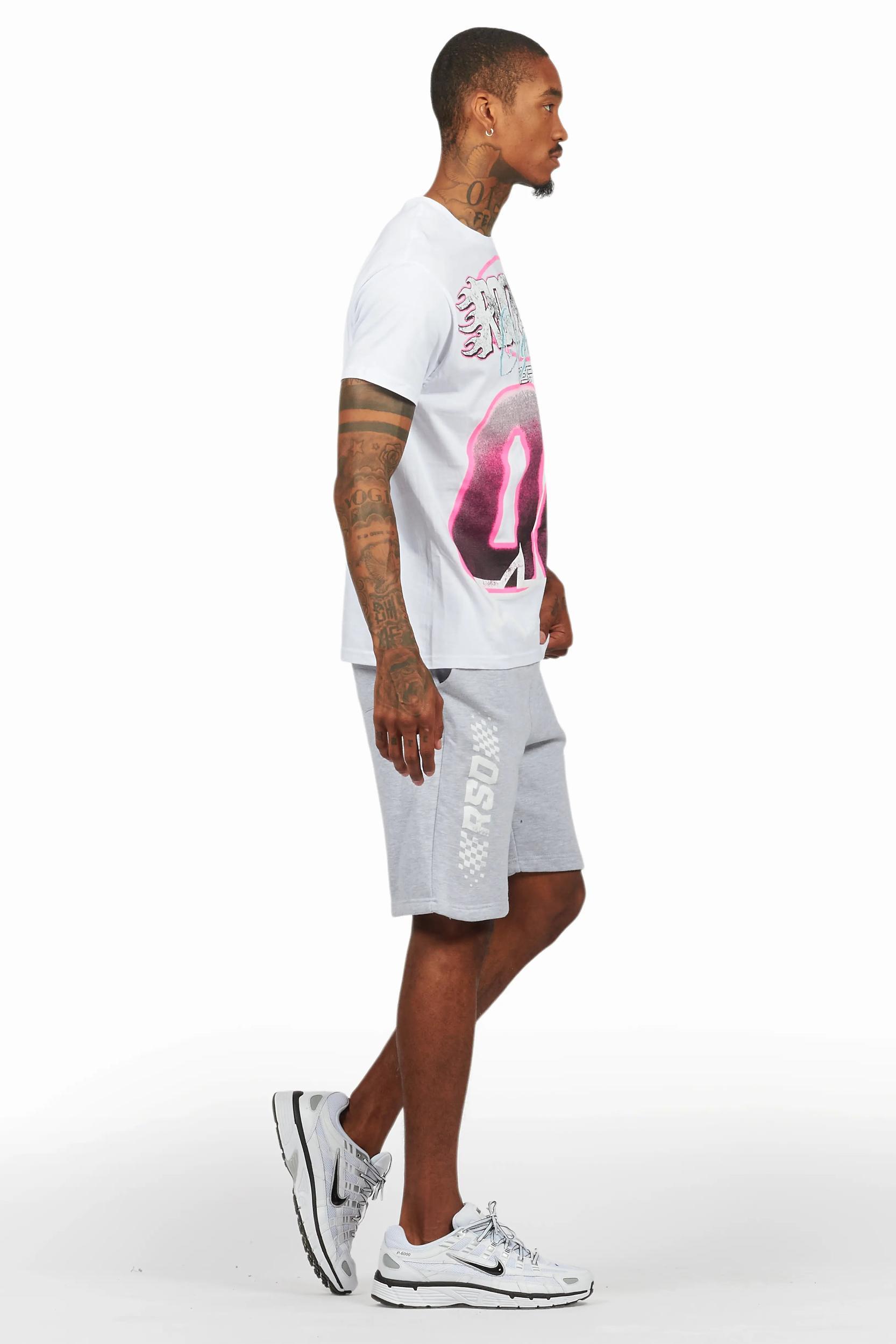 Theo White/Grey T-Shirt Short Set Male Product Image