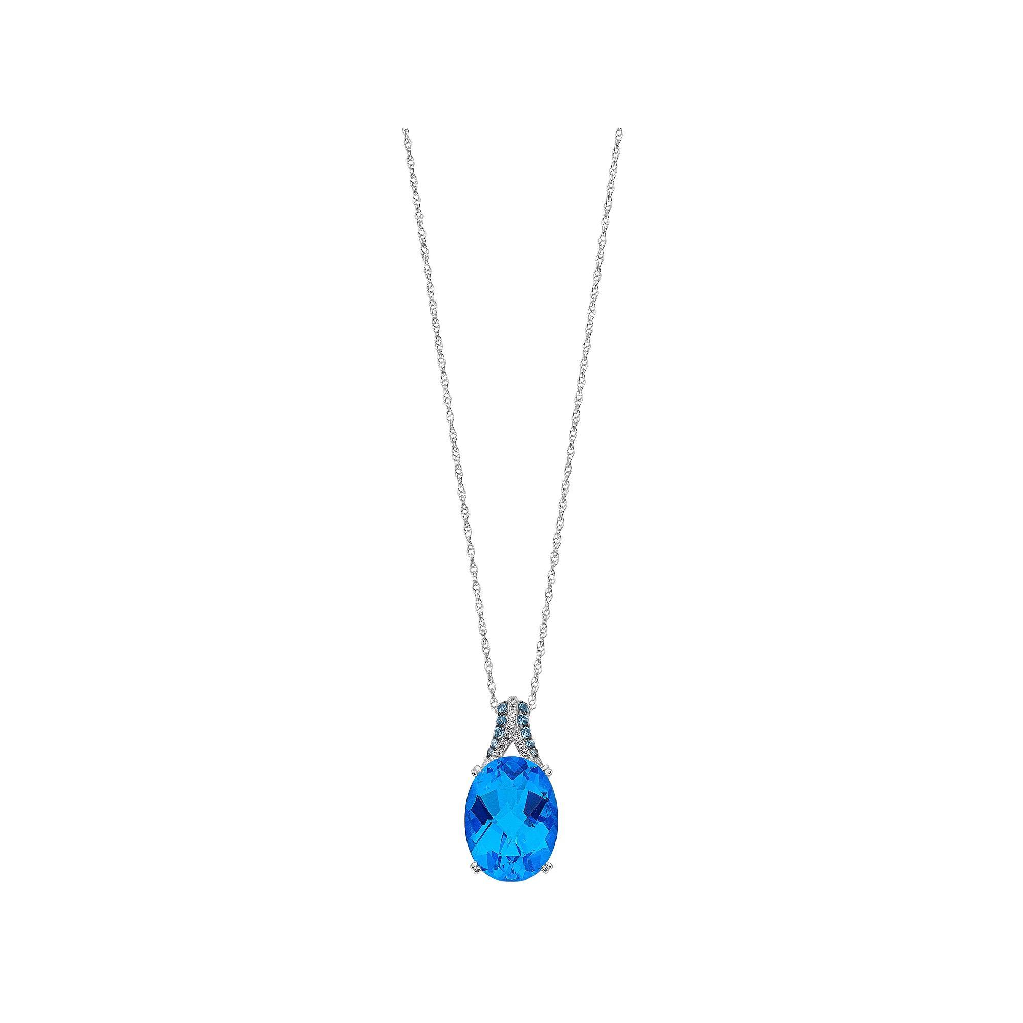 Sterling Silver Blue Topaz & Lab-Created White Sapphire Pendant Necklace, Women's, Size: 18", Silvertone Product Image
