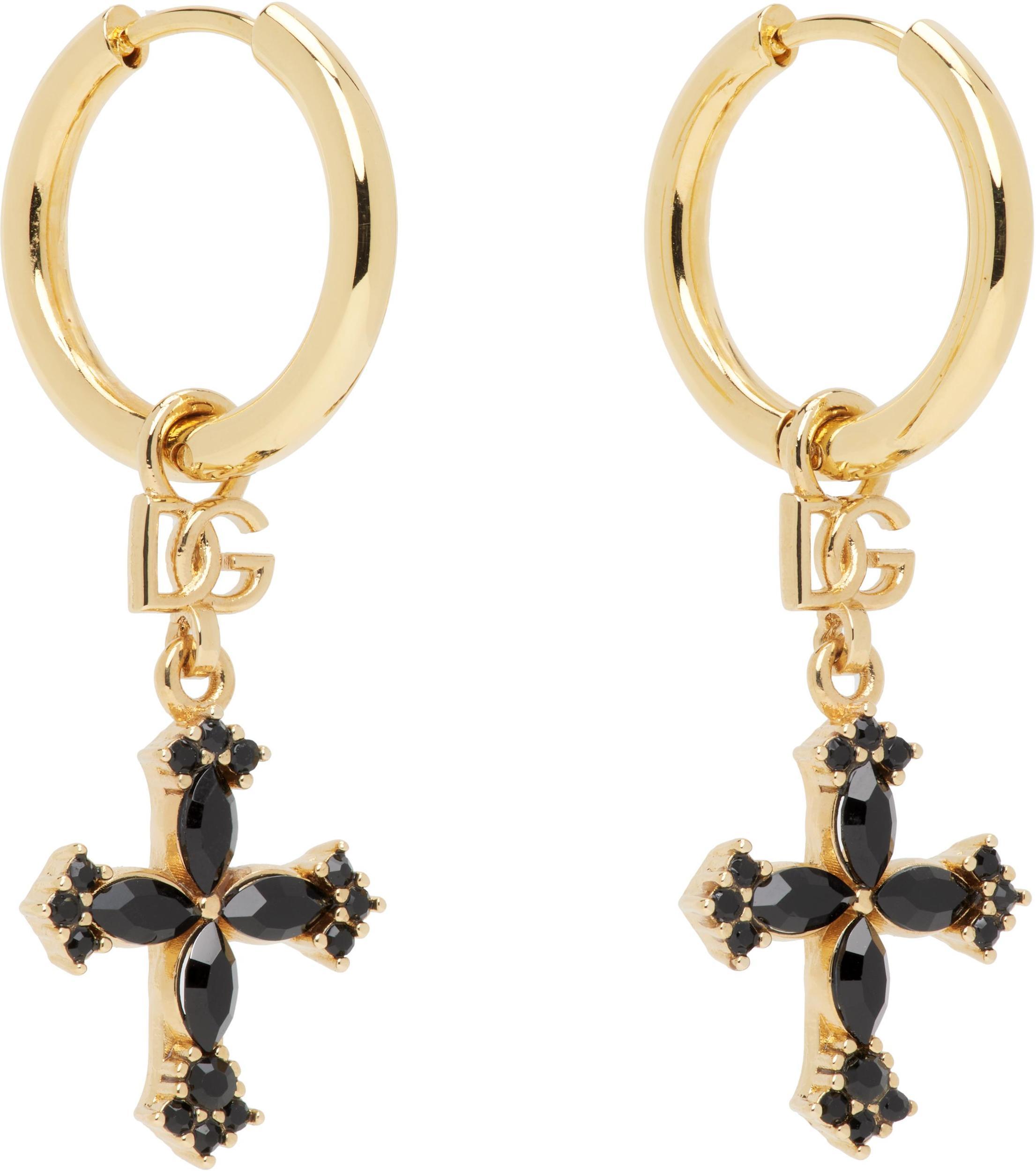 DOLCE & GABBANA Gold Small Cross Earrings In Zoo00 Oro Product Image