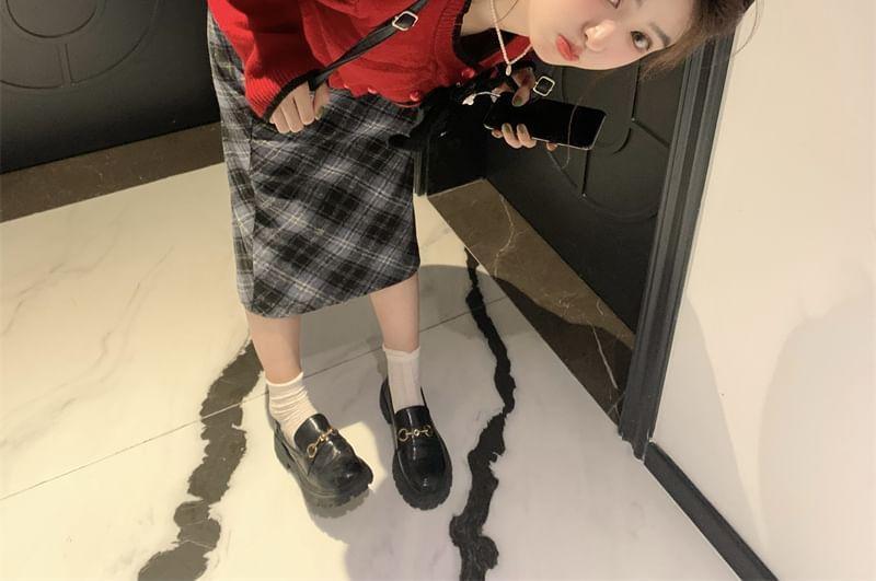 Round Neck Plain Bow Cardigan Product Image