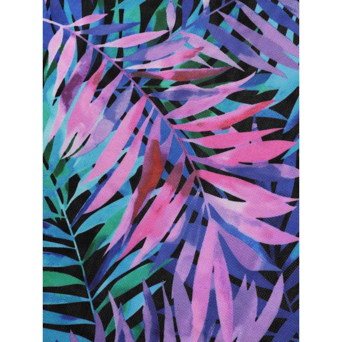 Plus Size Tropical Print Crisscross Split Hem Swim Dress Women's Swimwear Multicolor Beach Bodycon Heart neckline High stretch Curve Swim Dresses BloomChic 14-16/1X Product Image
