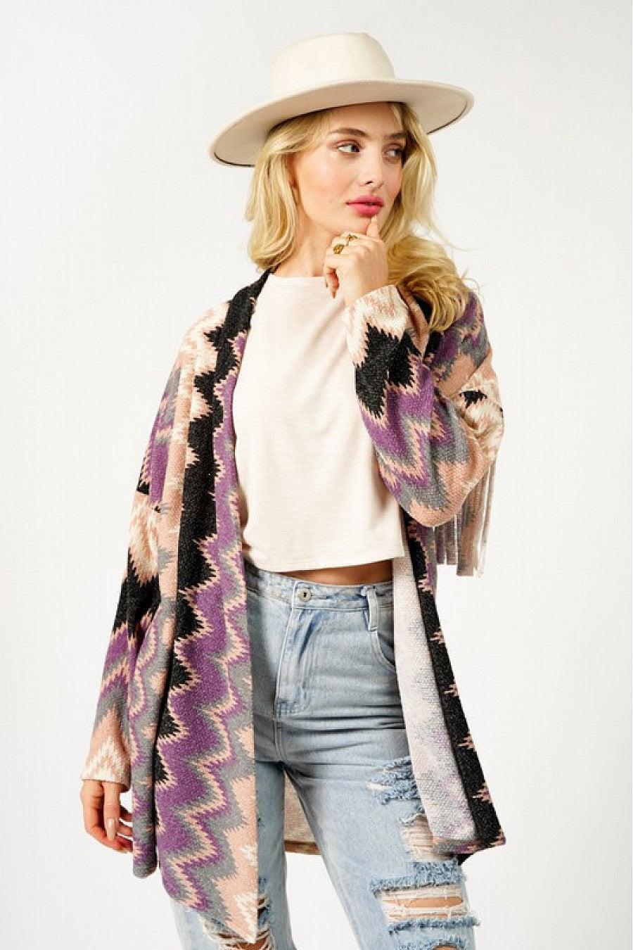 Charmaine Fringe Detail Multicolor Cardigan Product Image