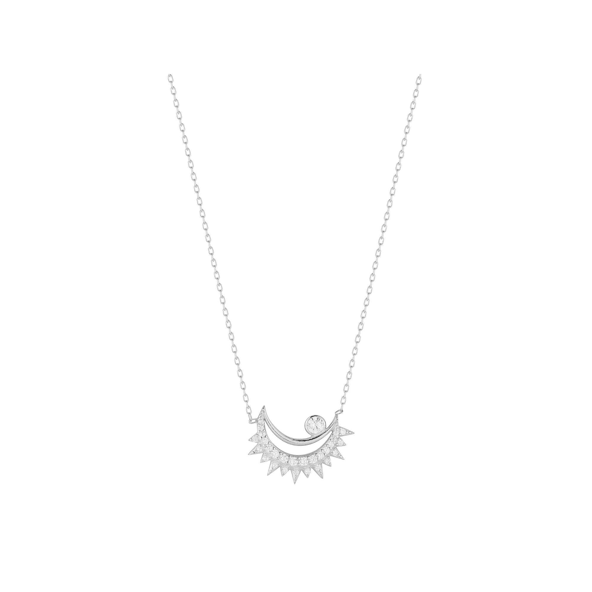 Sunkissed Sterling Cubic Zirconia Moon Necklace, Women's, Silver Tone Product Image