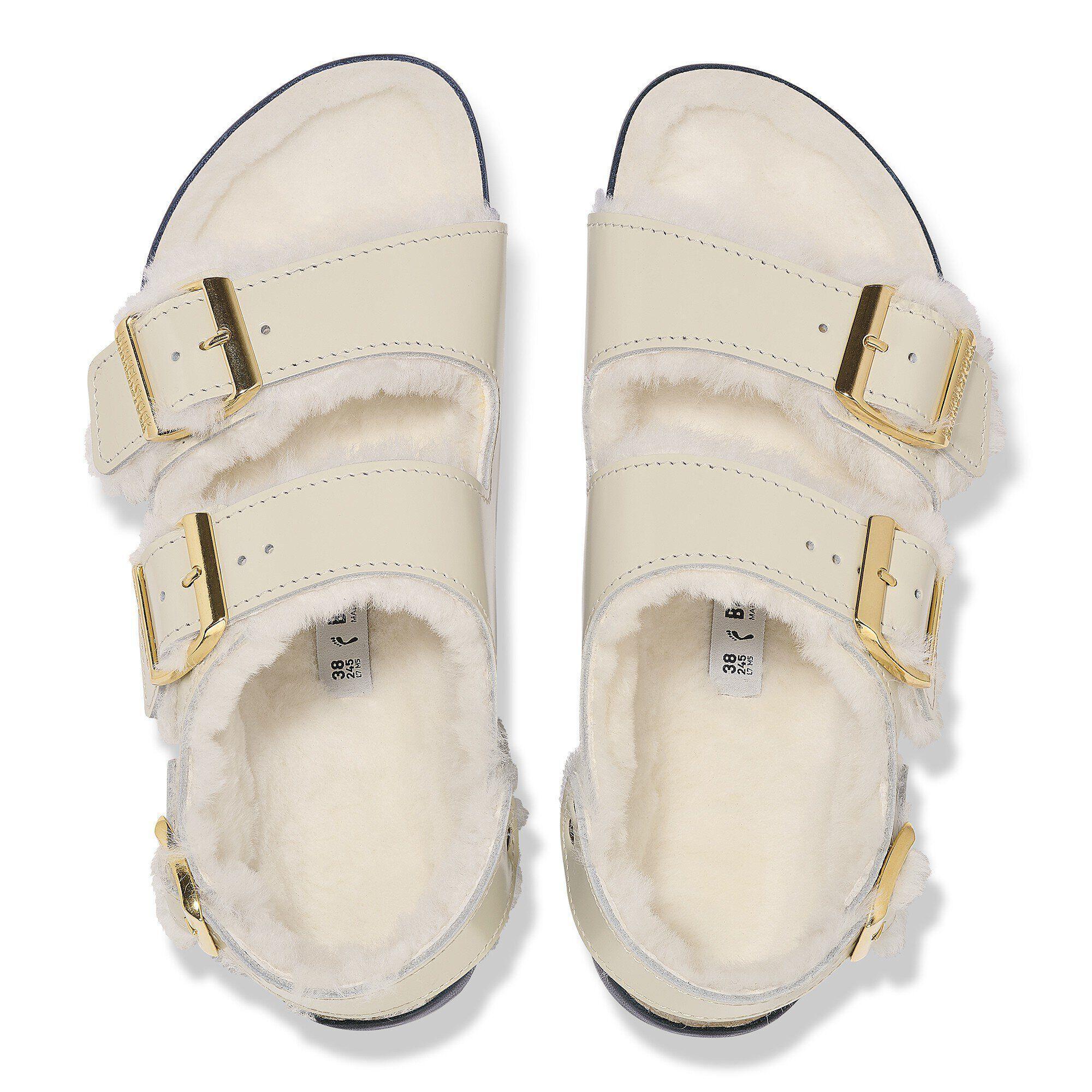 Milano Shearling Natural Leather-Shearling High Shine Ecru Product Image