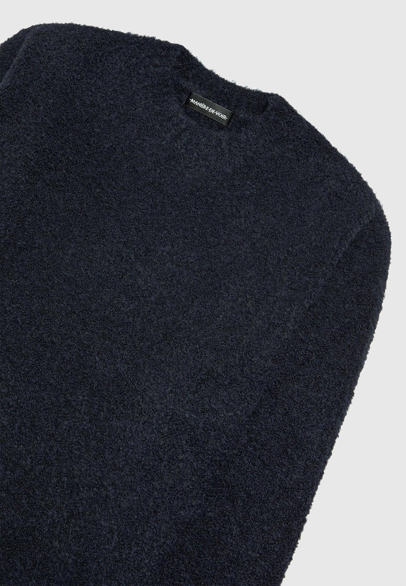Boucle Knit Jumper - Navy Male Product Image