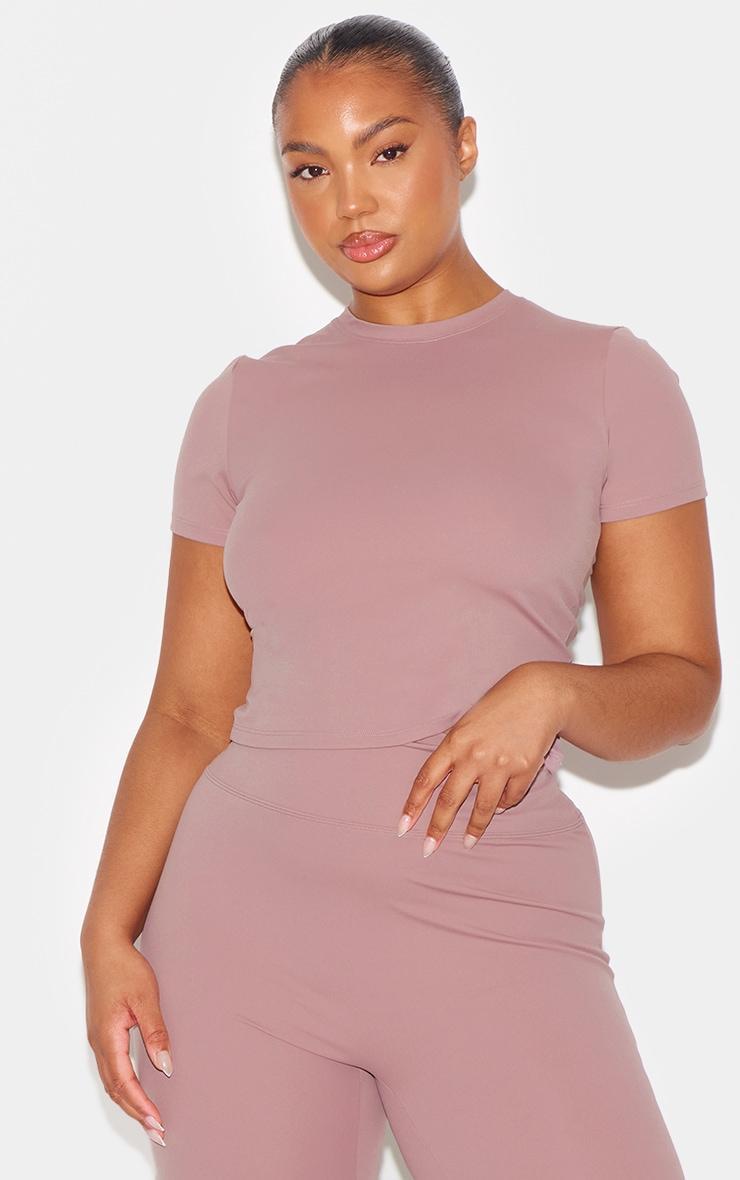 Mauve Ultimate Sculpt Longline Short Sleeve Gym Top Product Image