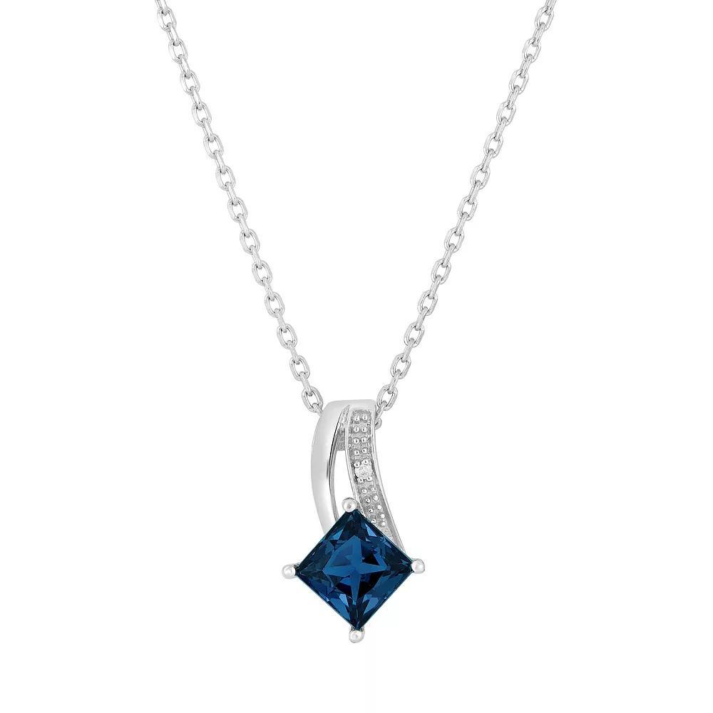 Sterling Silver Lab-Created Alexandrite & Diamond Accent Pendant Necklace, Women's, Size: 18" Product Image
