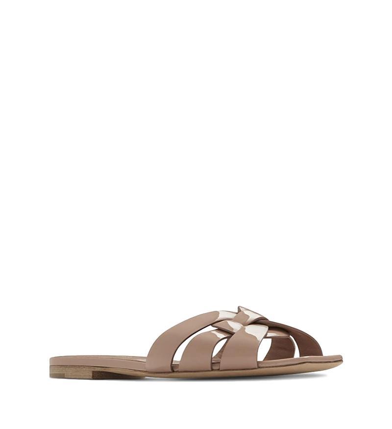 Saint Laurent Womens Tribute Mules in Metallic Leather Product Image