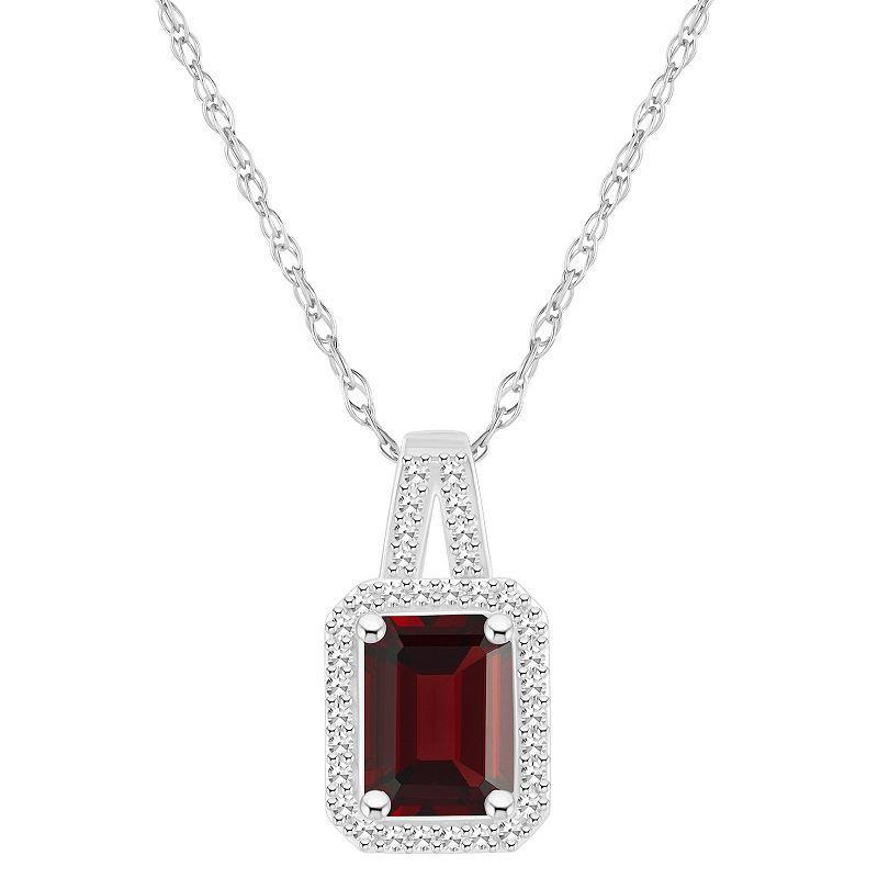 Celebration Gems Sterling Silver Gemstone & 1/6 Carat T.W. Diamond Halo Pendant Necklace, Women's, Size: 18", Citrine Product Image