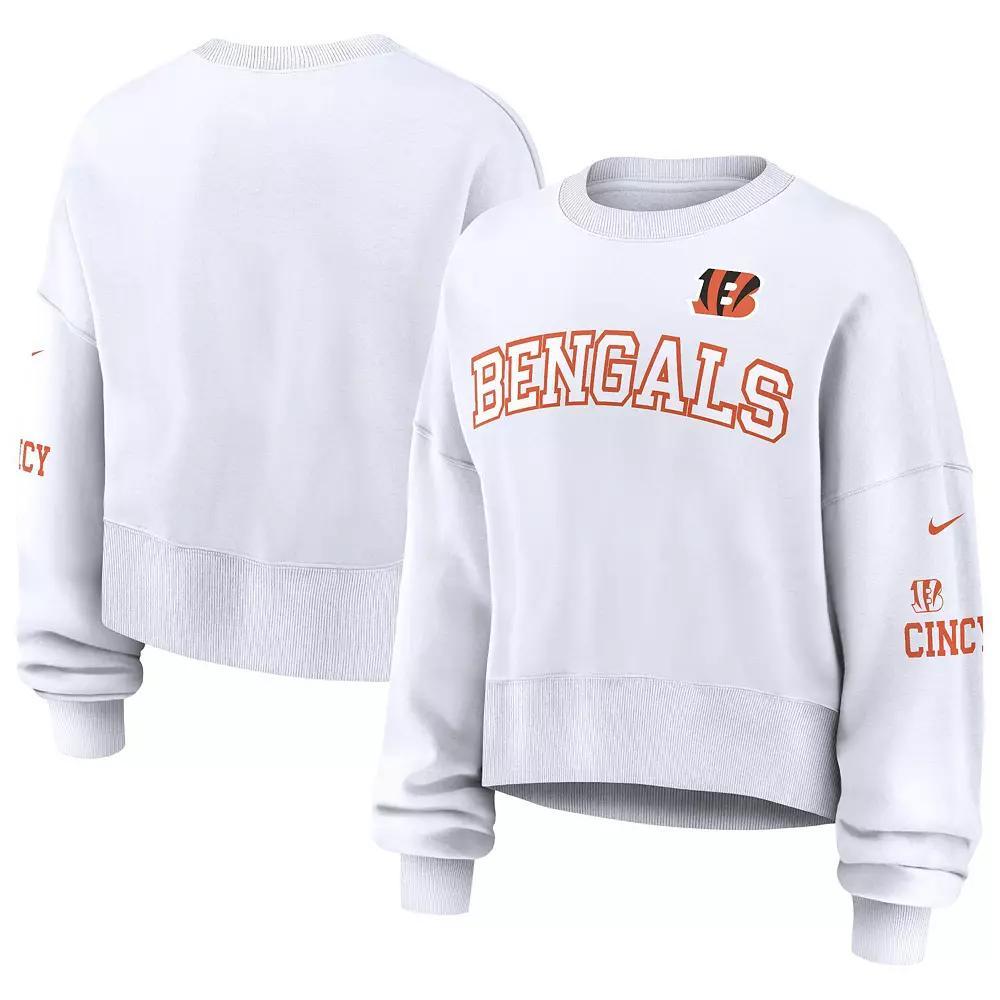 Womens Nike Cincinnati Bengals Oversized Long Sleeve Cropped Sweatshirt Product Image