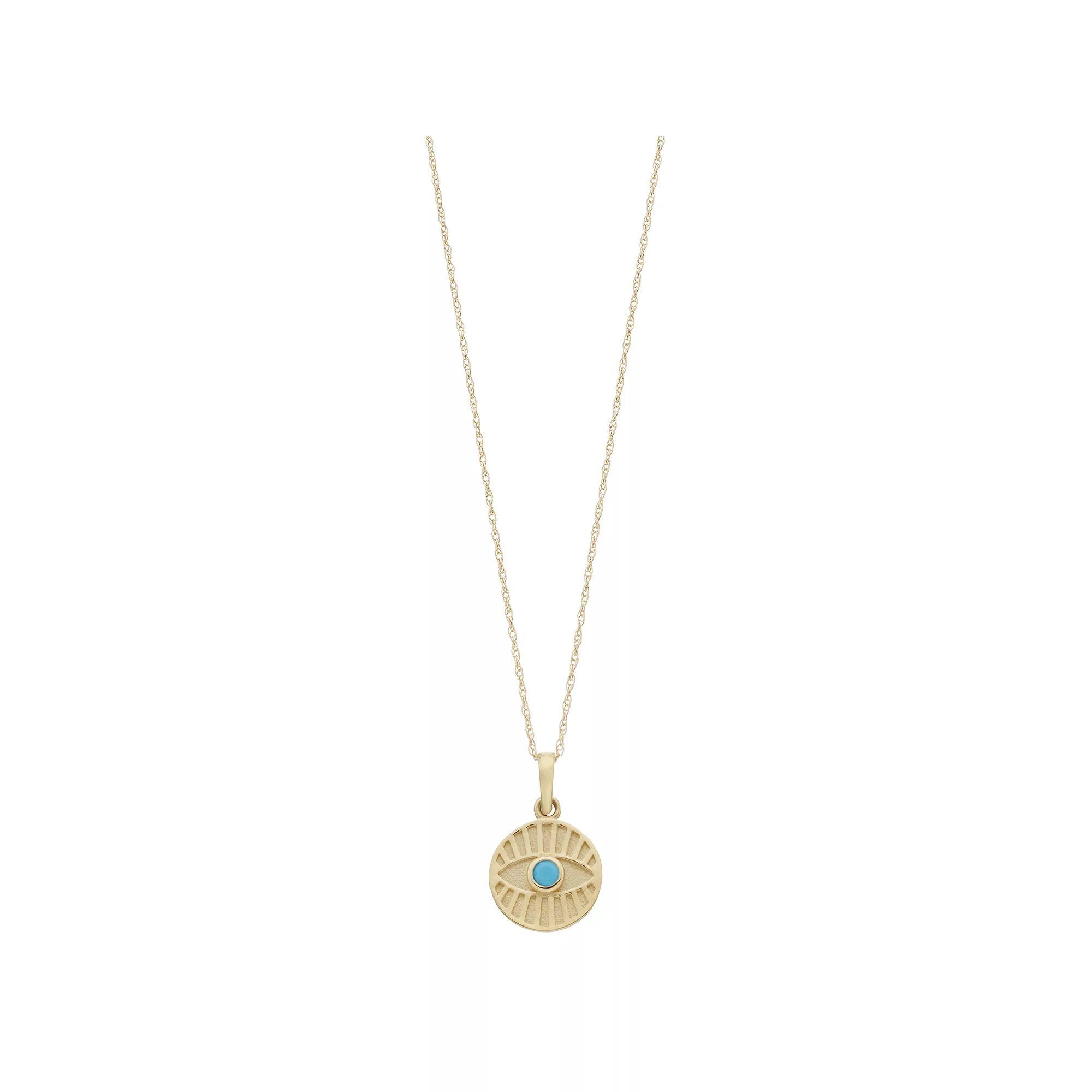 Au Naturale 14k Gold Evil Eye Turquoise Necklace, Women's, Size: 18", Yellow Product Image