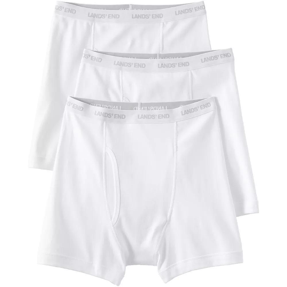 Big & Tall Lands' End Cotton 3-Pack Boxer Briefs, Men's, Size: 3XB, White Product Image