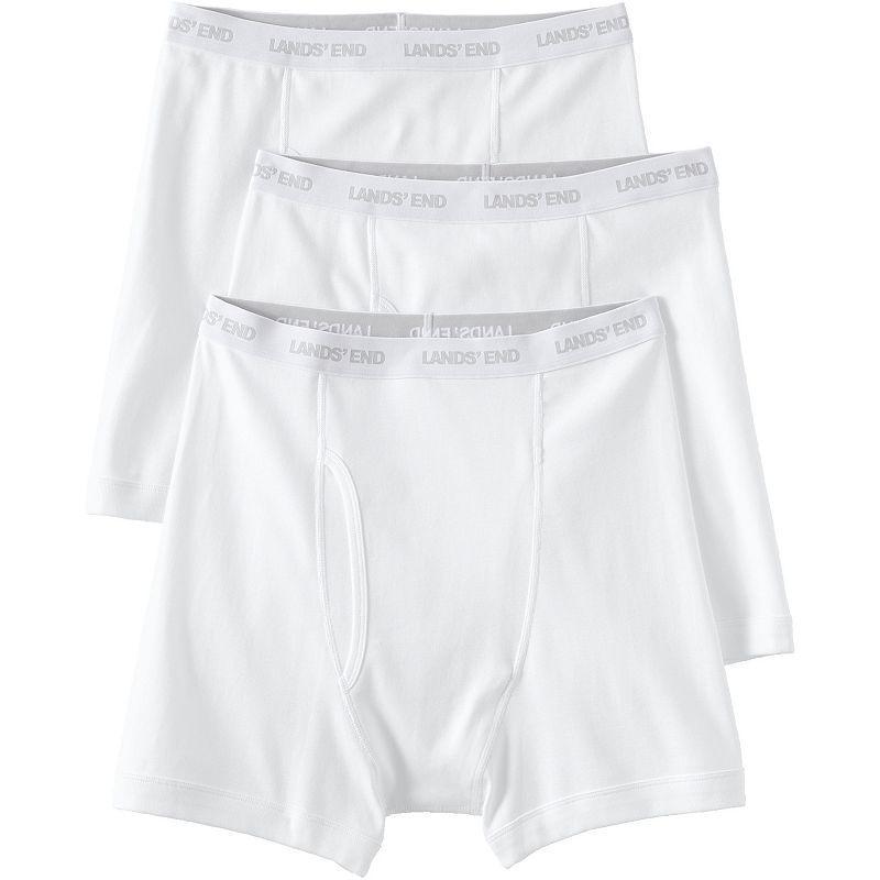 Big & Tall Lands' End Cotton 3-Pack Boxer Briefs, Men's, Size: 3XB, White Product Image