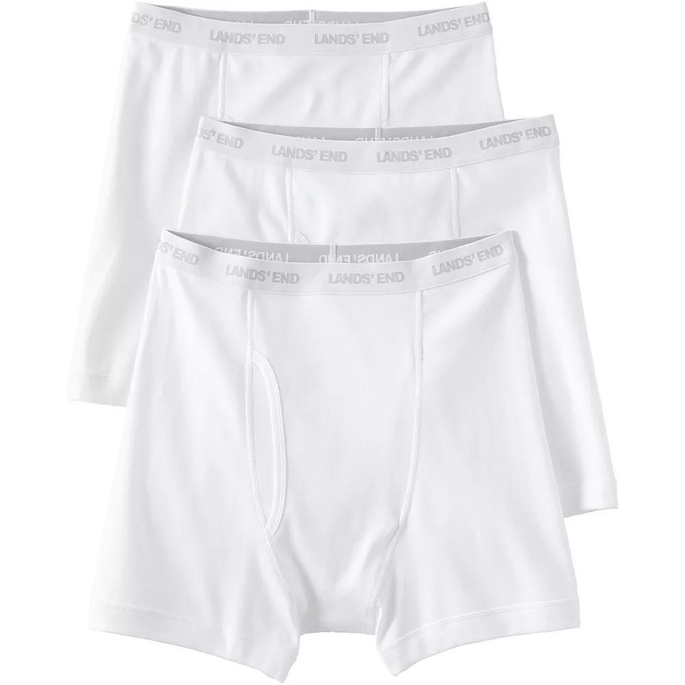 Big & Tall Lands' End Cotton 3-Pack Boxer Briefs, Men's, Size: 3XB, White Product Image