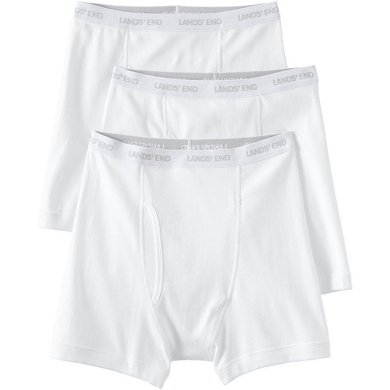Big & Tall Lands' End Cotton 3-Pack Boxer Briefs, Men's, Size: 3XB, White Product Image