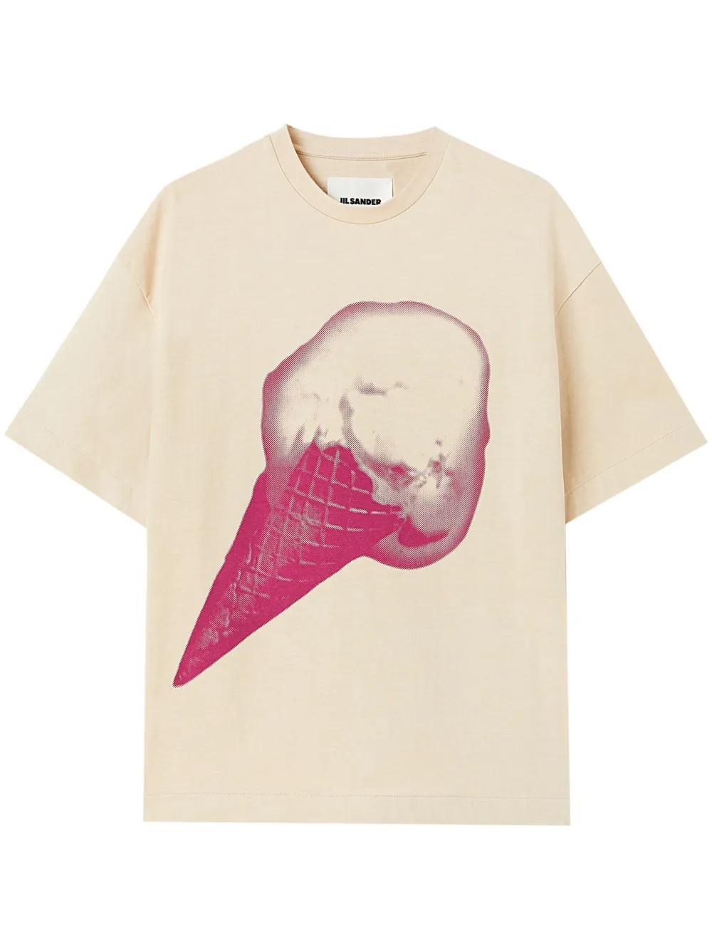 JIL SANDER Logo-print Cotton T-shirt In Pink Product Image