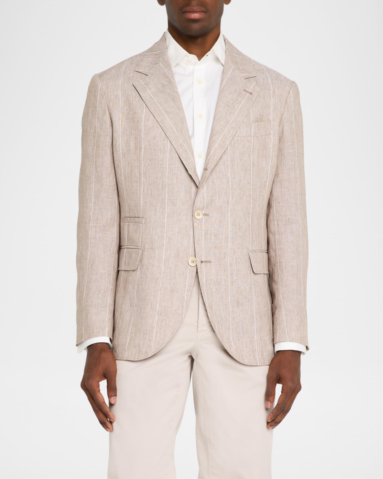 Men's Linen Stripe Single-Breasted Sport Coat Product Image