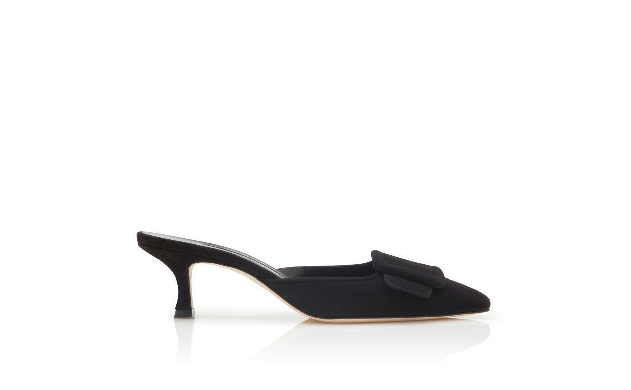 MAYSALE  Blue Suede Buckle Detail Mules Product Image