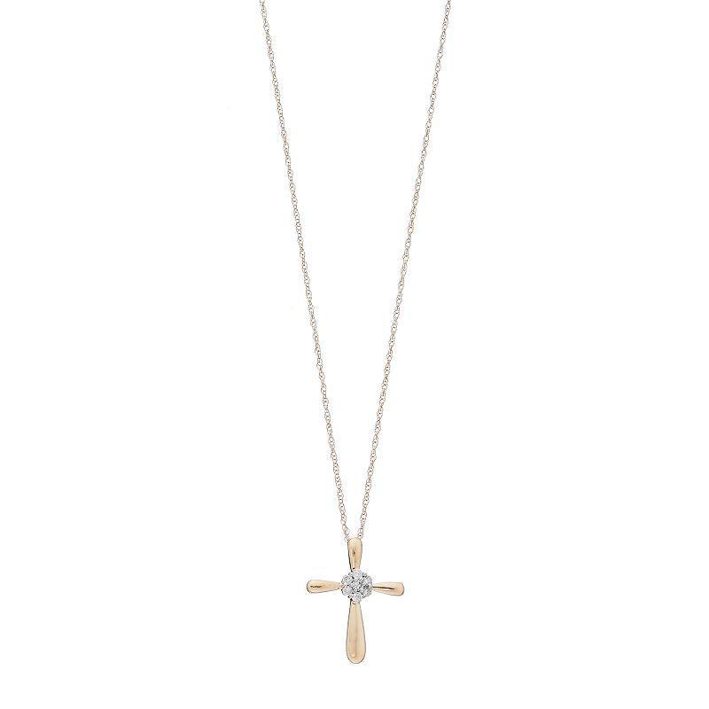 Celebration Gems 10k Gold 1/10 Carat T.W. Diamond Cluster Cross Pendant, Women's, Size: 18", Yellow Product Image