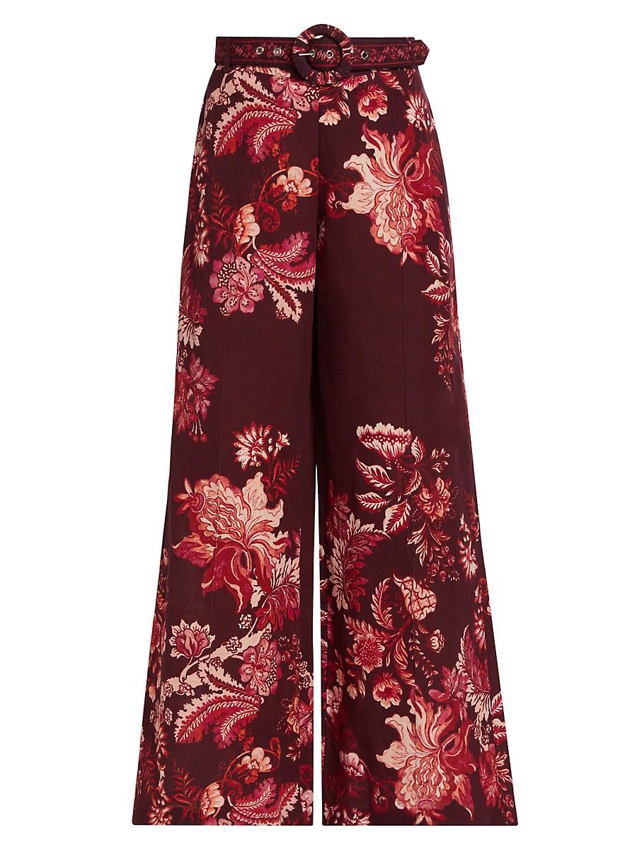 Womens Paisley Linen-Blend Flared Pants Product Image