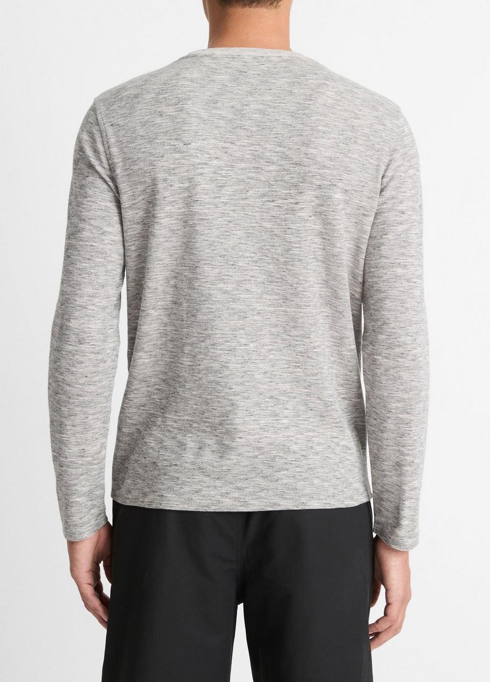 Mens Space-Dye Cotton-Blend Long-Sleeve T-Shirt, Black/off White, Size XL Vince Product Image