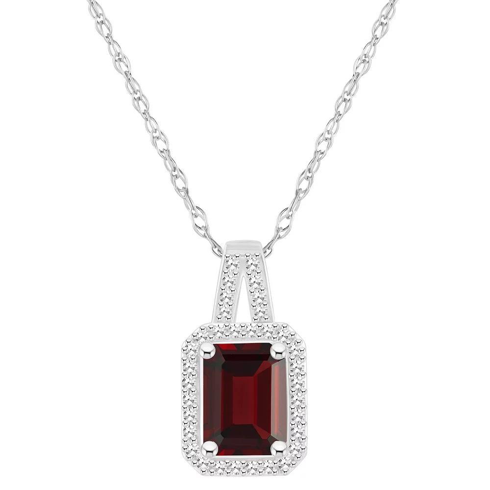 Celebration Gems Sterling Silver Gemstone & 1/6 Carat T.W. Diamond Halo Pendant Necklace, Women's, Size: 18", Citrine Product Image