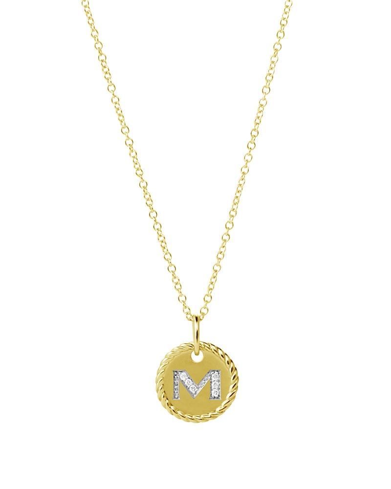 David Yurman Cable Collectibles Initial Pendant with Diamonds in Gold on Chain, 16-18 Product Image