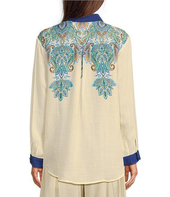 JOHNNY WAS Woven Printed Pleat Back Oversized Shirt Product Image
