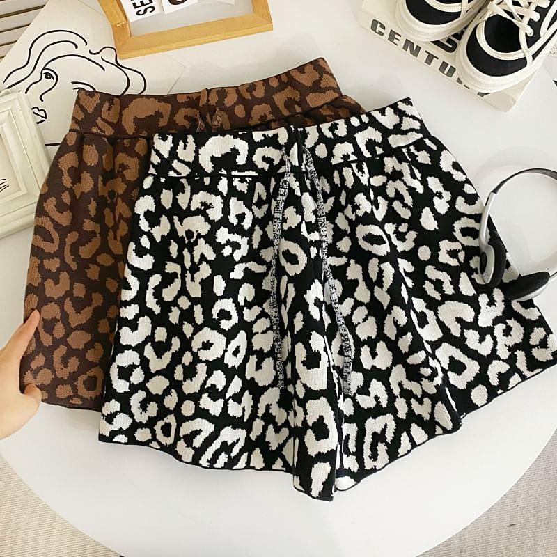 Leopard Print High Waist Shorts Product Image