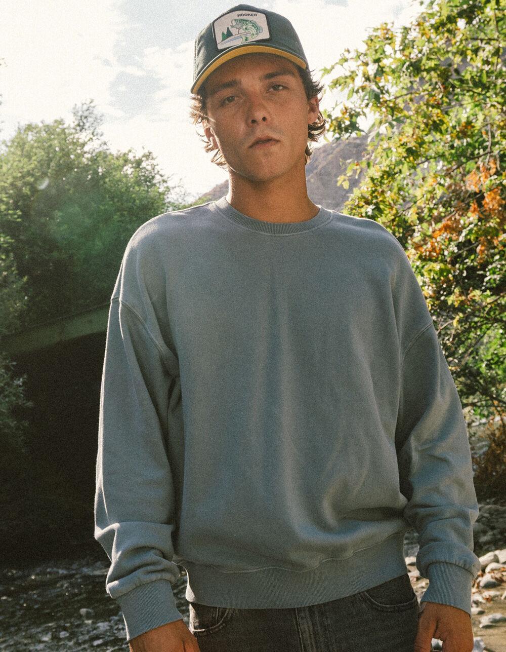 RSQ Mens Washed Oversized Crewneck Sweatshirt - TEAL GREEN Product Image