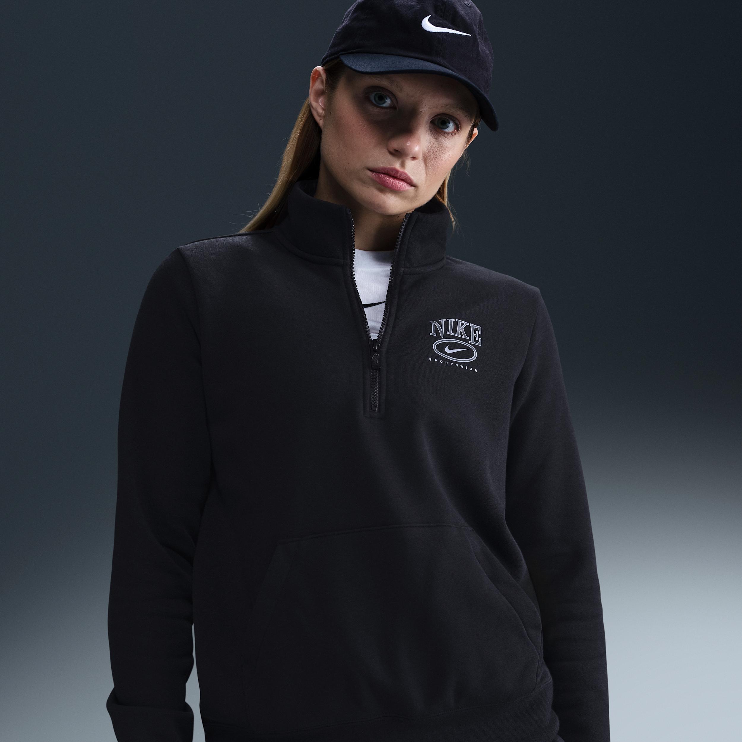 Nike Sportswear Club Fleece Women's Mock-Neck 1/2-Zip Graphic Top Product Image