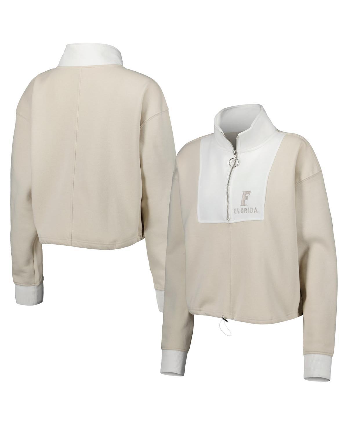 Women's Gameday Couture Tan/White Florida Gators Color-Block Quarter-Zip Jacket, Size: 2XL, Team Product Image