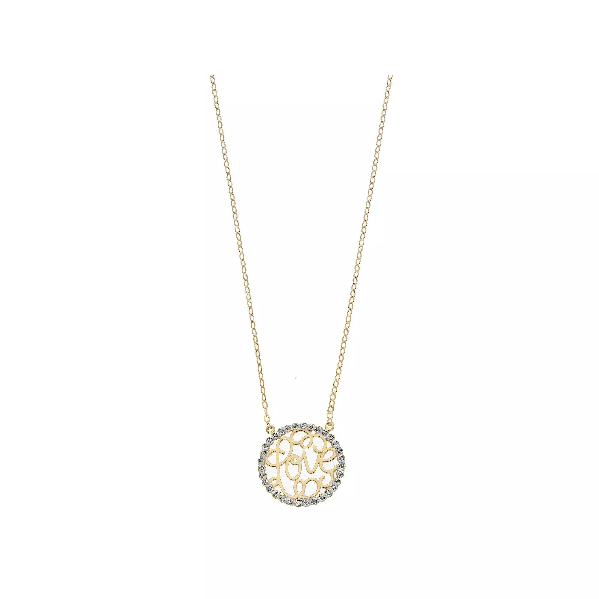 Diamond Mystique Sterling Silver Diamond Accent Love Necklace, Women's, Size: 18", 18k Gold Over Silver Product Image