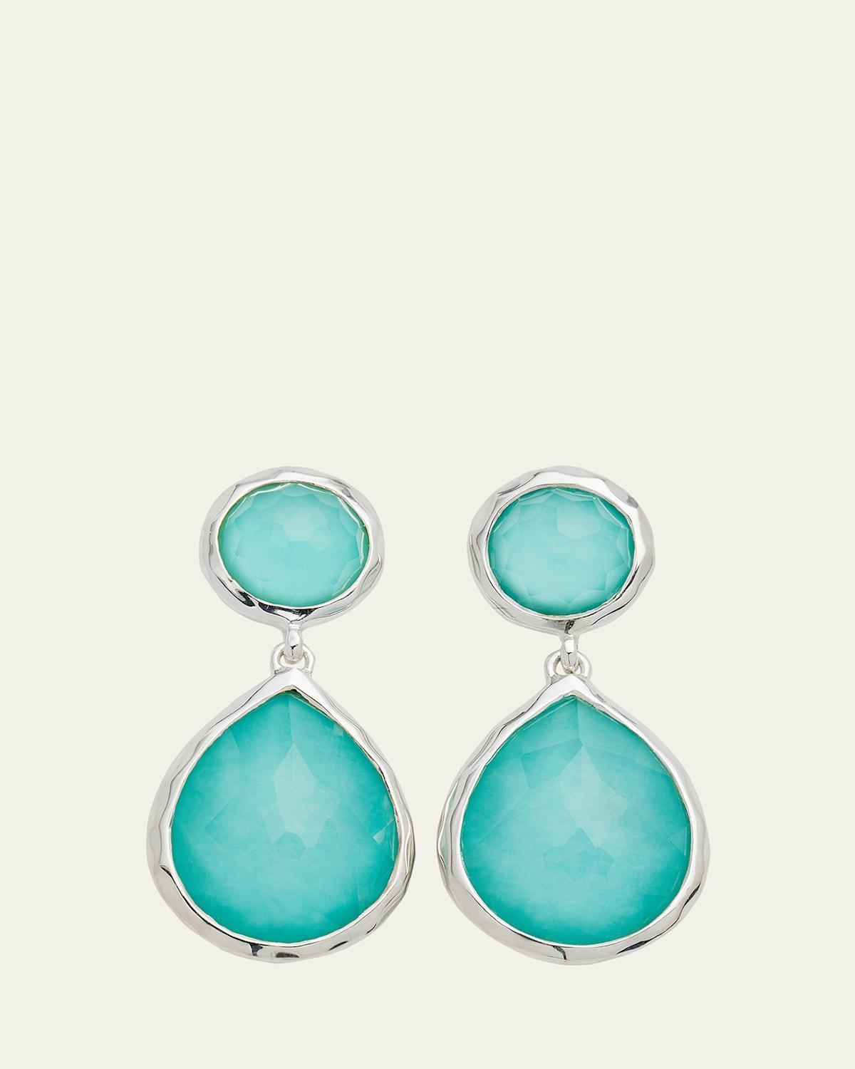 Womens Rock Candy Sterling Silver, Rock Crystal, & Turquoise Drop Earrings Product Image