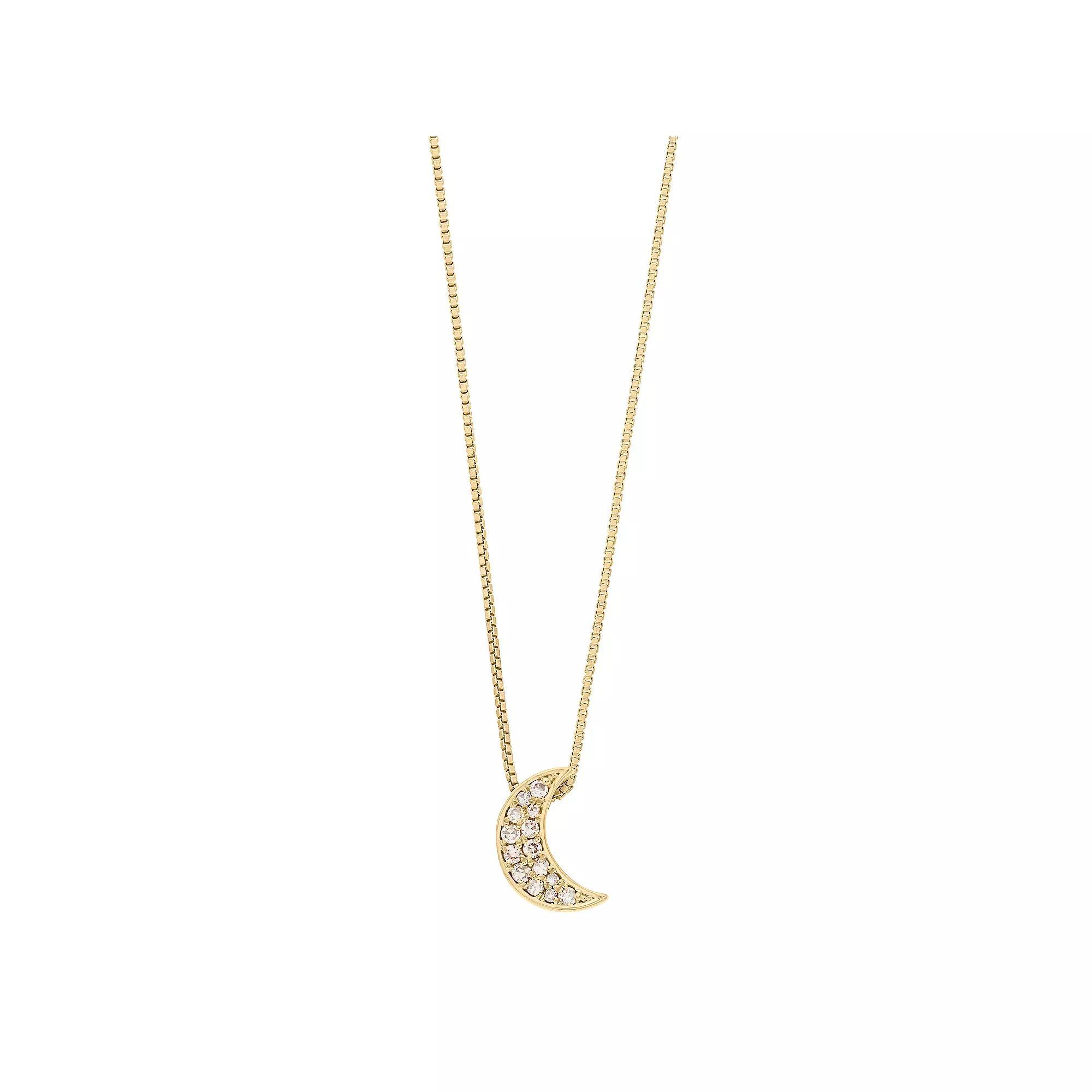 Gemminded 18k Gold Over Silver 1/10 Carat T.W. Diamond Crescent Moon Pendant Necklace, Women's, Size: 18", Yellow Product Image