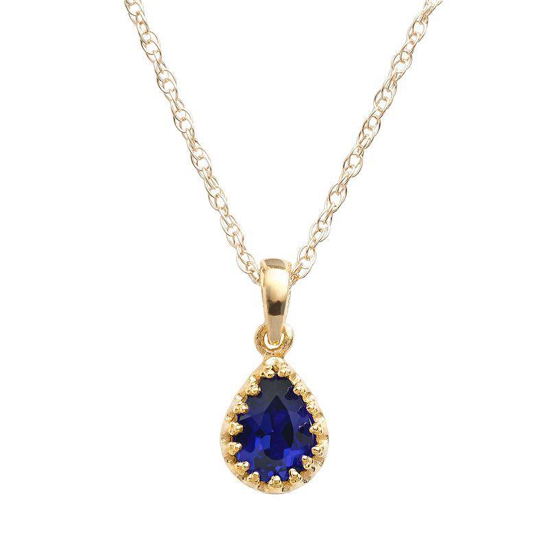 Designs by Gioelli Sterling Silver Lab-Created Sapphire Teardrop Pendant, Womens Blue Product Image