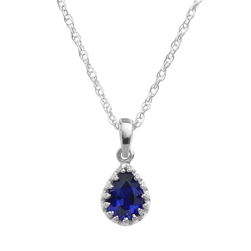 Designs by Gioelli Sterling Silver Lab-Created Sapphire Teardrop Pendant, Womens Blue Product Image