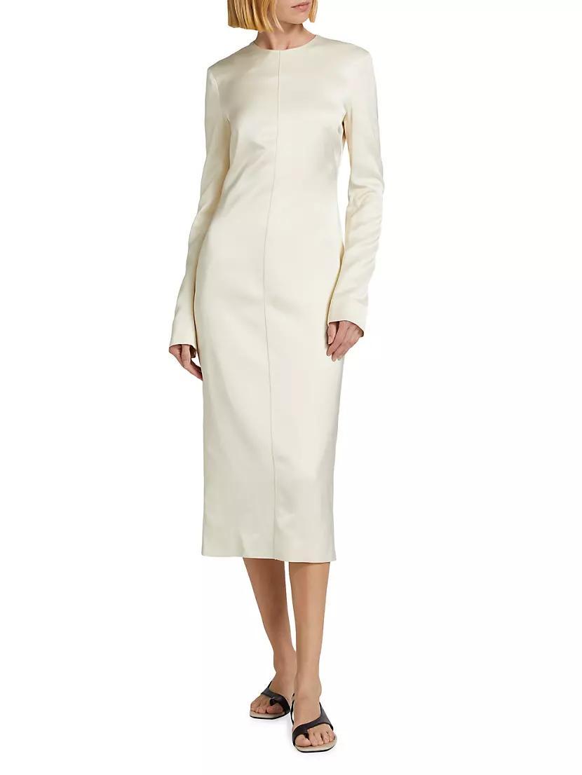 Satin Round Neck Midi-Dress Product Image