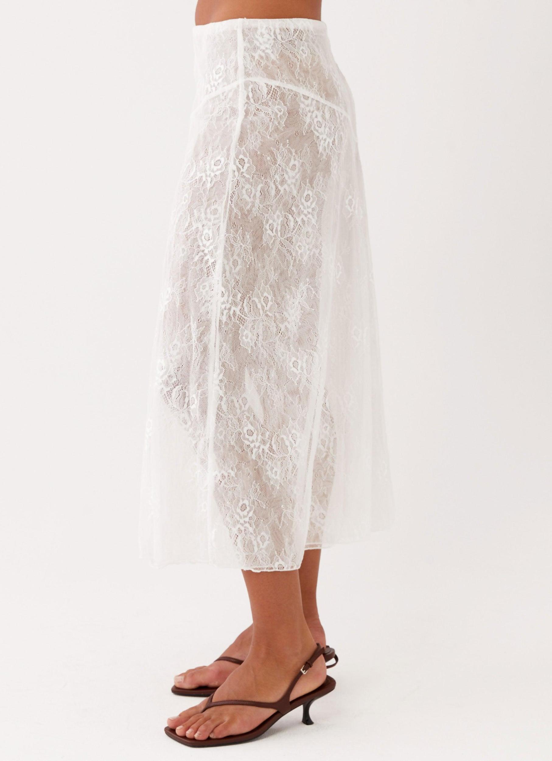 Alara Midi Skirt - White Girls Product Image