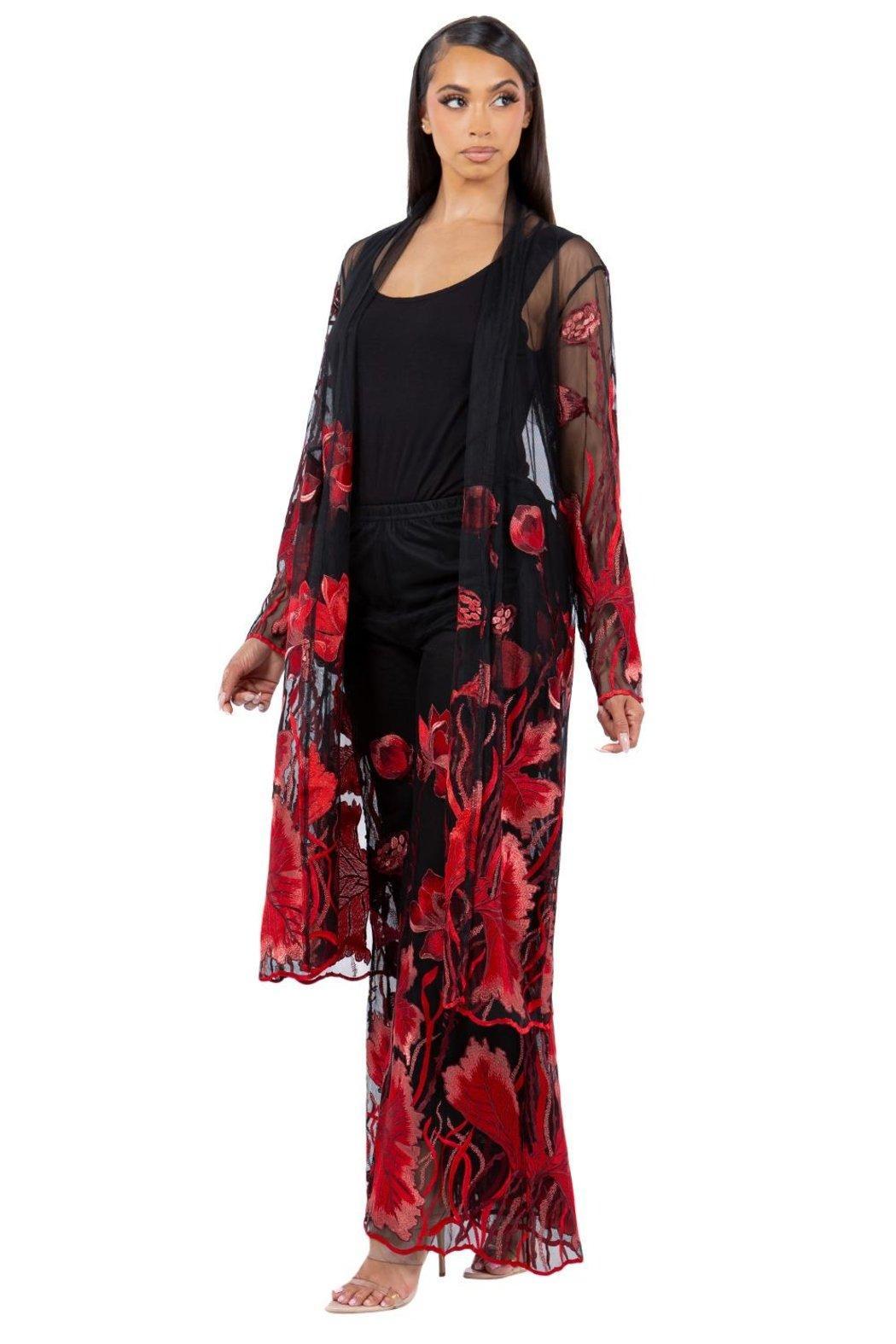 Black Mesh Duster with Flowers Product Image