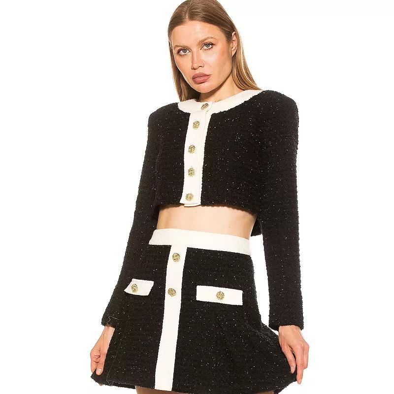 Women's ALEXIA ADMOR Clara Cropped Tweed Jacket, Size: 10, Ivory Check Product Image