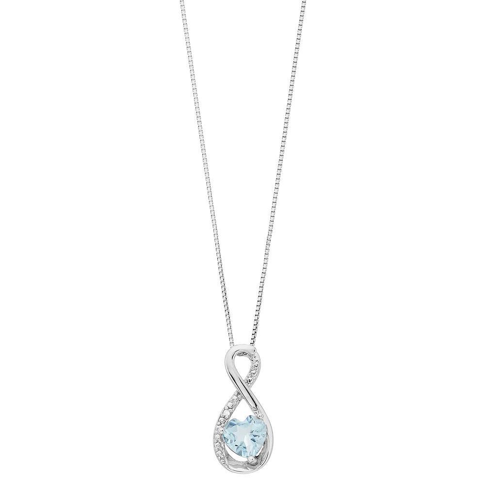 Gemminded Sterling Silver Blue Topaz & Diamond Accent Infinity Pendant, Women's, Size: 18" Product Image